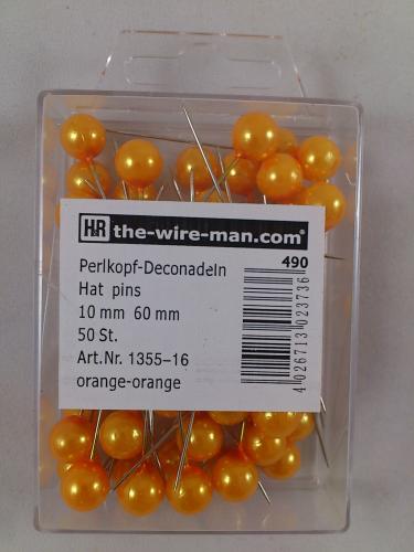 Epingles a tête coloris 10 mm 50 p. orange